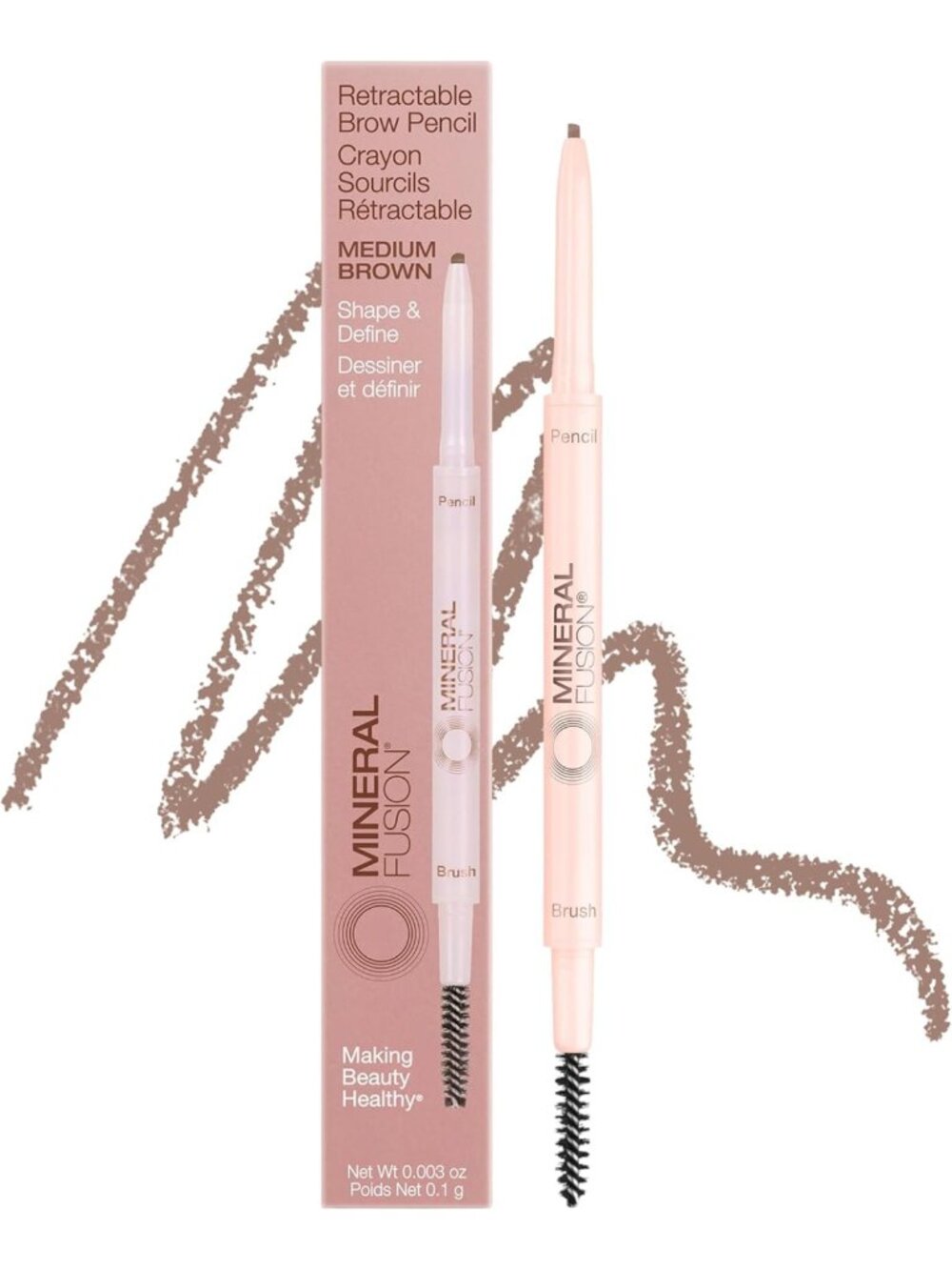 Retractable Brow Pencil for Medium Brows - Long-Lasting, Easy Application, 0.1g